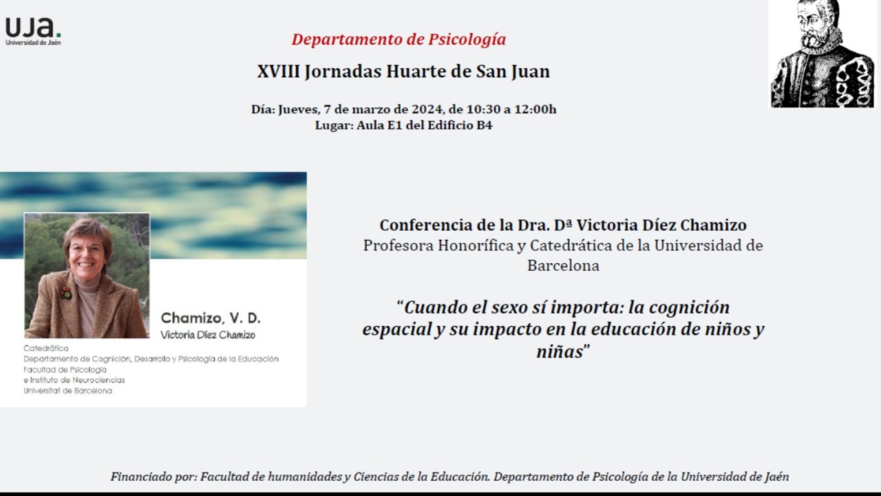 Conferencia a cargo de la Dra. Dª Victoria Díez Chamizo: “Cuando el sexo sí  importa: la cognición espacial y su impacto en la educación de niños y  niñas” - Inicio